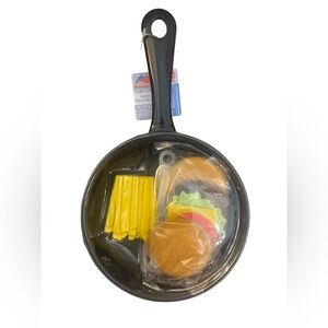 Kids Play Frying Pan with Toy Burger Set - Black